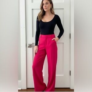 Olivaceous Wide-Leg High-Rise Pants in Fuchsia Pink